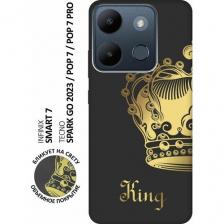 Матовый чехол True King для Infinix Smart 7 / Tecno Spark Go 2023 / Pop 7 / Pop 7 Pro / Инфиникс Смарт 7 / Текно Спарк Го 2023 с 3D эффектом черный