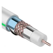 Кабель телевизионный RG-6U+Cu, тройной экран, 100 м, белый