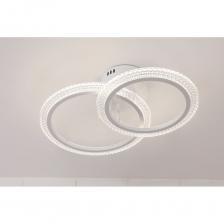 Люстра потолочная Articolo 1+1 - это гармония между тщательно подобранными материалами и современным дизайном. Её классические геометрические формы добавят утонченности вашему дому.ХарактеристикиЦвет: белый; Площадь освещения: до 12 м?; Основание: круглое, диаметр 15 см, металл, высота 2,5 см; Рожки: 2 круглых плафона (26 и 33 см); Втулки:3 шт – 4 см (без резьбы) и 2 шт – 6 см (с резьбой); Общая высота: 10,5 см; Монтаж: к основанию люстры с помощью планки длиной 14 см.Радиус освещенияСветодиодная люстра мощностью 52 Вт равномерно освещает пространство до 12 м?, наполняя его ярким и мягким светом. Подходит для натяжных потолков, гипсокартонных, деревянных и бетонных.Экономия энергииПотолочная люстра светодиодная бережно расходует энергию, не излучая инфракрасный и ультрафиолетовый свет. LED-технологии делают её безопасной для здоровья и предотвращают выцветание материалов в интерьере. Акриловые вставки маскируют светодиоды, устраняя мерцание.Простота сборки и установкиПлафоны легко устанавливаются на основание потолочного светильника с помощью коротких втулок. Светильник светодиодный легко монтируется на потолок при помощи монтажной планки и винтов.Удалённое управлениеЛюстра потолочная светодиодная с пультом имеет 2 режима управления: пульт дистанционного управления и клавиша включения. В комплект светодиодной потолочной люстры входит пульт дистанционного управления на батарейках. Сами батарейки (тип AAA) приобретаются отдельно.