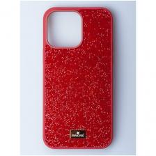 Чехол Swarovski, для iPhone 14 Pro, силикон, матовая поверхность, красный, ударопрочный
