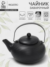 Чайник заварочный Magistro Black Swan, с ситом, 750 мл, керамика, чёрный