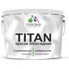 Краска Malare TITAN универсальная на эпоксидной основе – это профессиональный выравнивающий адгезионный грунтовочный двухкомпонентный состав с аминным отвердителем, разработанный для защиты и окраски различных поверхностей; обладает отличными защитными свойствами, устойчивостью к агрессивным химическим веществам и механическим повреждениям; идеально подходит для применения в условиях повышенных нагрузок, а также в промышленных и производственных помещениях, где требуется повышенная стойкость к внешним воздействиям.Область применения:Применяется для окраски бетонных, деревянных, каменных, кирпичных и пластиковых конструкций, которые подвержены воздействию химических веществ, влаги и механических поврежденийИдеальна для использования на производственных и промышленных объектахРекомендуется для защиты и декорирования различных конструкций в жилых и общественных помещенияхПрименяется в условиях, где необходимо долговечное покрытие с высокой стойкостью к агрессивным химическим воздействиям, включая кислоты, щелочи, масла и растворителиПреимущества:Обеспечивает долговечную защиту от влаги, химических веществ и механических поврежденийОбладает отличной адгезией к различным поверхностям, включая металлы, бетон, кирпич и пластикУстойчива к воздействию агрессивных химикатов, масел, растворителей, кислот и щелочейСоздает прочную и гладкую поверхность с высокими декоративными качествамиБыстро сохнет, что сокращает время проведения работИдеальна для применения в экстремальных условиях, где обычные покрытия не справляются с нагрузкамиХарактеристики:Состав:- Компонент А: эпоксидная смола, пигменты, наполнители, растворители- Компонент Б: аминный отвердительРастворители: ксилол, ортоксилол, толуолЖизнеспособность после смешивания:- при +10°C – 10 часов - при +20°C – 8 часов - при +30°C – 4 часаВремя высыхания (при t +20°C):- до степени 3 – 6 часов- полный набор прочности – 7 сутокТермостойкость:- постоянная – до +100°C - кратковременная – до +120°C Условия применения:Температура воздуха: от +10 до +30°C (оптимально +15 до +25°C)Температура поверхности: от +10 до +30°C (оптимально +15 до +25°C)Температура материала: от +10 до +30°C (оптимально +15 до +25°C)Температура окрашиваемой поверхности должна быть минимум на 3°C выше точки росыОтносительная влажность: до 80%Подготовка поверхности:Поверхность должна быть чистой, сухой, без пыли, жира и старых покрытийСтальные поверхности: абразивоструйная или механическая очисткаЦветные металлы: легкая пескоструйная обработка или обезжириваниеНержавеющая сталь: легкая пескоструйная обработкаБетонные поверхности: выдержка не менее 28 дней, удаление цементного молока, влажность до 4%Подготовка материала:Компонент А тщательно перемешать низкооборотной дрелью, затем добавить компонент Б и повторно перемешать до однородного состоянияВыдержать готовый материал 10–15 минут перед нанесением.Нанесение:Метод безвоздушного распыления: давление 100–160 бар, сопло 0,013–0,017 дюймаПневматическое распыление: давление 2,5–4 атм, сопло 1,4–2,5 ммКисть или валик: допускается разбавление до 5% растворителемТехника безопасности:Используйте индивидуальные средства защиты (перчатки, очки, респиратор)В случае контакта с кожей или глазами немедленно промойте водой и обратитесь к врачуПри работе в закрытых помещениях обеспечьте хорошую вентиляцию и исключите открытый огоньТранспортировка и хранение:Хранить и перевозить компоненты материала допускается в плотно закрытой заводской упаковке при температуре от –50 до +30°CЗащищать от тепла и непосредственного воздействия солнечных лучей