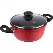 Кастрюля из литого алюминия Werner Letizia 52600 диаметром 20 см, объемом 2 л. Высота кастрюли 9 см. Изготовлена из литого алюминия. При нагревании тепло распределяется равномерно по всей поверхности. Толщина дна 5 мм, толщина стенок 2,5 мм. Модель с мраморным покрытием GMM DURASLATE, отличающимся высокими антипригарными свойствами и продолжительным сроком службы. Эта кастрюля с толстым дном удивит вас своей практичностью. Модель представляет собой идеальный баланс легкости и прочности, бакелитовые ручки с покрытием Soft touch приятны на ощупь и не нагреваются при готовке. В комплекте стеклянная крышка с отверстием для выхода пара. Кастрюля выполнена в свежем и притягательном красном цвете спелых ягод с белыми вкраплениями, впишется в любой интерьер кухни. Кастрюлю можно использовать для тушения и варки. В серии Letizia вы найдете ковш и сковороды различного назначения. Рекомендации по использованию и уходу: Не использовать острые металлические лопатки и ножи. Не мыть жесткой металлической губкой и чистящими порошками Не разрезать приготовленную пищу в посуде. Не подвергать термошоку. Допускается мытье в посудомоечной машине в режиме ECO при 50°С Не жарить еду без масла. * Можно использовать на газовых, стеклокерамических, электрических плитах.
