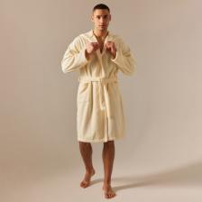 Халат махровый с капюшоном мужской SL HOME: Basic «Айвори», размер L, хлопок 100%, молочный