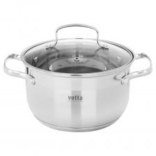 Серия посуды «Берн» — это элегантные кастрюли со стеклянными крышками. Капсульное дно равномерно распределяет тепло и предотвращает пригорание пищи. Посуда из нержавеющей стали не окисляется, материал не впитывает и не выделяет запахи, что положительно влияет на вкус пищи. Идеально подходит для готовки и длительного хранения в холодильнике. Посуда из нержавеющей стали имеет высокую прочность и экологически безопасна. Кастрюли Vetta — это новое поколение кухонной утвари, с которой готовка проходит быстрее и качественнее. Вы не только экономите свое время, но и газ или электричество.