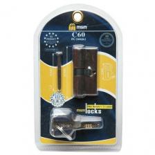 Цилиндрованный механизм MSM-Испания (Китай) 60 мм с поворотной вертушкой, цвет - медь (в комплекте 5 перфорированных ключей)