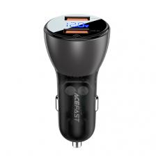 Автозарядка ACEFAST B7 metal car charger 45W USB-A + USB-A с дисплеем AF-B7-TBK