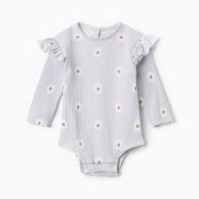 Боди с длинным рукавом «Крошка Я. Ромашка», рост 74-80 см, серое