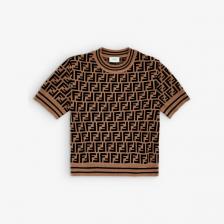 Футболка эластичной вязки с монограммой Zucca 10-12 лет Fendi, цвет zucca