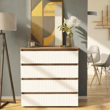 Комод «Ника», 4 ящика, 800x430x820 мм, цвет белый софт МДФ/ дуб вотан