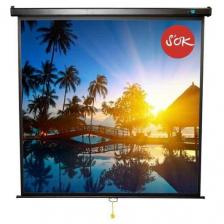 Экран для проектора SOK SCPSW-200x200BLCK 119 1:1 настенно-потолочный, ручной, матовый, белый