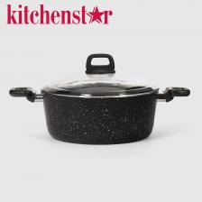 Кастрюля низкая Kitchenstar Granite черная 26 см