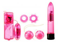 Вибратор для пар в наборе с насадками Me You Us Classic Crystal Couples Kit Pink