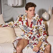 Халат мужской Этель «Настоящий мужчина» рукав 3/4, размер 46-48, вафля 200 г/м?, 100% хлопок