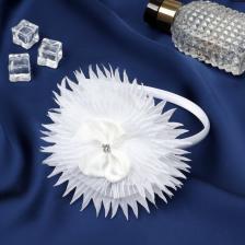 Ободок для волос «Малышка», цветок острые лепестки, 0.9 см, белый