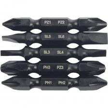 Набор бит двухсторонних Набор бит для шуруповерта RAGE By VIRA магнитные двухсторонние 5 шт S2 PH1 x PH2 PZ1 x PZ2 PH3 x PZ3 Sl3 x Sl4 Sl5 x Sl6 50 мм 554175