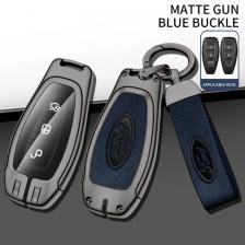 Автомобильный металлический кожаный чехол для дистанционного ключа Ford Puma Grand C Max Focus Mondeo Kuga Fiesta Ecosport Transit Kuga Silicone Titanium