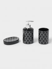 Набор аксессуаров для ванной комнаты Доляна «Марокко», 3 предмета, мыльница, дозатор для мыла, стакан, чёрный