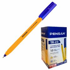 Ручка шариковая, масляная, Pensan TR=23, узел-игла 1.0 мм, трёхгранная, синяя