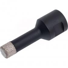 Универсальная алмазная коронка «HARD» MKSS является оптимальным выбором для сверления различных материалов, включая керамогранит, керамику, гранит, мрамор, бетон и кирпич. Основной характеристикой данного инструмента является наличие специального воска, который в процессе работы нагревается и забирает часть образовавшегося тепла на себя, обеспечивая охлаждение алмазного элемента. Технология производства данной оснастки, основанная на высокотемпературной вакуумной пайке, позволяет сверлить прочные материалы без необходимости применения водяного охлаждения. Коронка с резьбой под хвостовик М14 обеспечивает высокую скорость сверления на угловых шлифовальных машинах с максимальной частотой вращения 12000 оборотов в минуту. Сверление необходимо проводить в безударном режиме. Результатом использования данного инструмента будет ровное и точное отверстие без крошек и трещин на рабочей поверхности. Внимание, изображение товара может отличаться от реального! Верные параметры указаны в технических характеристиках товара.