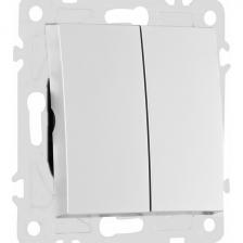 Выключатель встраиваемый двухклавишный проходной Arte Milano am-206 206.32-2.silver