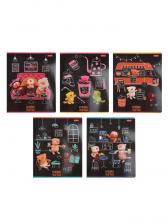 Тетрадь Hatber «Кофейные коты», 48 листов в клетку, на скобе, скруглённые углы, МИКС