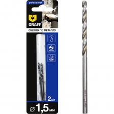Сверло по металлу 1,5 мм GRAFF - средняя серия. Отличное сверло по металлу из быстрорежущей стали HSS 4341, изготовленное методом вальцевания (продольно-винтовой прокат) c вышлифованной кромкой, класс точности В1. Угол при вершине 135 градусов и крестовая подточка обеспечивают отличное сверление металла без предварительного засверливания. Сверло изготовлено по ГОСТ 10902-77 (DIN 338) и предназначено для сверления отверстий в легированных и нелегированных сталях, ковких и серых чугунах. Размер сверла: - 1,5x18x40 мм, где 1,5 мм - диаметр, - 18 мм рабочая длина, - 40 мм общая длина.Рекомендация по числу оборотов для сверла диаметром 1,5 мм - 4880 об/мин. Обращаем ваше внимание, что скорость сверления указана для нелегированной стали.