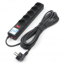 Фильтр-удлинитель Power Cube 3,0 м 5 розеток (черный графит) 10А/2,2кВт, SPG5-С3