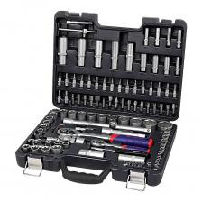 Набор инструментов (108шт) WP202535 Workpro• Пластиковый кейс • Быстросъемные трещотки 2шт. 1/4",1/2" • Вороток-удлинитель 1/2" 25 см, удлинитель 1/2" 12см, универсальный шарнир 1/2", адаптер для головок 1/2" • Универсальный шарнир 1/4", вороток 1/4", вращающаяся рукоятка 1/4" • Торцевые головки 1/2" 6-гранные 17шт: 10, 11, 12, 13, 14, 15, 16, 17, 18, 19, 20, 21, 22, 24, 27, 30, 32 мм • Удлинённые торцевые головки 1/2" 6-гранные 5шт: 14, 15, 17, 19, 22 мм • Торцевые головки для свечей зажигания 1/2" 2шт: 16 мм, 21 мм • Торцевые головки 1/4" 6-гранные 13шт: 4, 4.5, 5, 5.5, 6, 7, 8, 9, 10, 11, 12, 13, 14 мм • Удлинённые торцевые головки 1/4" 6-гранные 8шт: 6, 7, 8, 9, 10, 11, 12, 13 мм • Торцевые головки 1/2" с приводом E 8шт: E10, E11, E12, E14, E16, E18, E20, E24 • Торцевые головки 1/4" с приводом E 5шт: E4, E5, E6, E7, E8