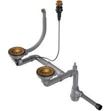 Арматура Omoikiri для полуторачашевых моек с круглым переливом и клапаном автомат WK-1,5CL-R-AB022-A