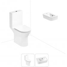 Комплексное предложение по специальной цене, включающее все необходимое для обустройства санузла или ванной комнаты.Готовое решение для туалетной комнатыЭлегантный вид напольного унитаза позволяет гармонично вписаться в интерьер современного санузла или ванной комнаты, наполняя его атмосферой роскоши и уюта.Санитарный фарфор Lavinia Boho имеет более твердую и гладкую поверхность, нежели сантехнический фаянс.Система антивсплеск увеличивает гигиеничность использования изделия и делает уборку более быстрой и простой.Компактная подвесная раковина Lavinia Boho One оптимально подходит для небольших ванных комнат или гостевых санузлов.Дизайнерская сантехника изготовлена в едином стиле: изделия прекрасно дополняют друг друга и формируют органичный тандем.Внимание! Данная модель с левым – L-разворотом. Пожалуйста, убедитесь в правильности выбора нужной стороны.