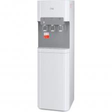 Напольный кулер с нижней загрузкой бутыли и компрессорным охлаждением. Три крана подачи воды типа "нажим кружкой": для подачи горячей воды, холодной и комнатной температуры. Защита на кране горячей воды. Аппарат отличается тихой работой компрессора (уровень шума не превышает 28 дБ). Корпус белого цвета с серой вставкой в области подачи воды и над кранами. Светодиодные индикаторы работы, нагрева и охлаждения. Индикатор пустой бутыли, звуковой сигнал об отсутствии воды в аппарате включается через 5 мин.