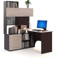 Компьютерный стол КСТ-14.1 Левый Венге/беленый дуб СОКОЛ 00-00015783 представляет собой современное решение для обустройства рабочего пространства. Его угловая форма и левая ориентация позволяют эффективно использовать пространство комнаты, создавая удобное рабочее место. Стол выполнен из ЛДСП, что обеспечивает прочность и долговечность конструкции. Цветовое сочетание венге и беленого дуба придаёт изделию стильный и современный вид, гармонично вписываясь в любой интерьер. Стол оснащён тумбой с четырьмя ящиками и восемью полками, что позволяет организовать хранение документов и аксессуаров. Надстройка добавляет функциональности, увеличивая полезное пространство для размещения техники или декора. Максимальная нагрузка в 20 кг и толщина столешницы 16 мм обеспечивают надёжность и устойчивость. Габариты стола 1828х1350х1235 мм делают его подходящим для одного рабочего места, а вес 73 кг свидетельствует о прочности конструкции.