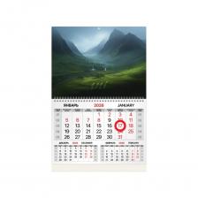 Календарь квартальный BRAUBERG 2026г, 1 блок 1 гребень, магнит курсор, мел.бум, Долина, 116914