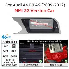Android 14 8 + 256 ГБ CarPlay для Audi A4 B8 A5 2008 2009 2010 MMI 2G High CD Changer Автомобильный мультимедийный плеер Стерео GPS Navi Экран