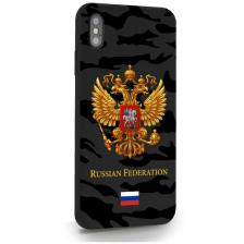 Черный силиконовый чехол MustHaveCase для iPhone XS Max Герб золотой Милитари для Айфон 10С Макс Противоударный