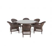 Обеденная группа плетеная, цвет коричневый 4SIS Эспрессо-150 S ECS6T-7-SET brown