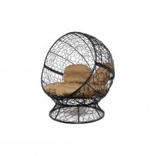 Кресло M-GROUP АПЕЛЬСИН с ротангом чёрное, бежевая подушка 11520401