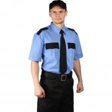 Рубашка мужская URSUS "Охрана" короткий рукав, голубая с черным РУБ500-069/44, 182-188