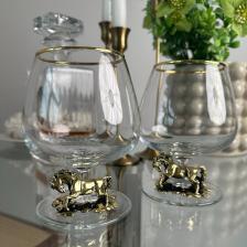 Набор бокалов для коньяка Город Подарков со статуэткой Лошадь 2шт, в черной подарочной коробке