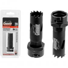 Применение: для сетевых и аккумуляторных дрелей-шуруповертов, легких перфораторах и со стационарными станками в безударном режиме; Назначение: для сверления сквозных отверстий в листовой и нержавеющей стали, легированному и нелегированному алюминию, цветным металлам, пластмассе, гипсокартону, древесно-стружечным плитам, дереву, ламинату; Зубья: специальная прогрессивная геометрия зубьев с переменным шагом 4-6 TPI (4-6.5 мм), крупный и мелкий зуб, разведенные для быстрого и чистого реза. Материал режущей части коронки: HSS M42 Bi-Metal 8% Co (быстрорежущая сталь c содержанием кобальта 8%), 65-68 HRC. Материал корпуса коронки: пружинная сталь 40Х, 48-52 HRC. Максимальная глубина сверления: 38 мм. Соединение коронки: быстрое соединение с универсальным центрирующим сверлом (серия GP2502) в одно движение при помощи адаптера в комплекте. Хвостовик с центрирующим сверлом в комплект поставки не входит. Предельно допустимое отклонение (толеранс) готового отверстия: +/- 1 мм.  Упаковка: индивидуальный блистер. Внимание, изображение товара может отличаться от реального! Верные параметры указаны в технических характеристиках товара.