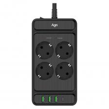 Сетевой фильтр AGNI TP-FS4U4E-PD - это надёжное и современное устройство, разработанное для безопасного и стабильного подключения бытовой, цифровой и компьютерной техники. Модель сочетает функциональность, высокое качество исполнения и комплексную систему защиты, обеспечивая оптимальные условия электропитания в доме или офисе. 4 розетки типа F - совместимы с большинством российских и европейских вилок. Каждая розетка оснащена заземлением и защитными шторками, предотвращающими случайное касание токоведущих частей. Безопасна для использования даже в детских комнатах. 4 USB-разъёма - 3 х USB Type-A с суммарной мощностью 2,4 А и 1 х USB Type-C с поддержкой Power Delivery до 20 Вт. Обеспечивают быструю зарядку смартфонов, планшетов и других мобильных устройств. Питание на USB-порты подаётся только при подключении гаджета, что снижает энергопотребление и продлевает срок службы зарядного модуля. ПВС-кабель с медными жилами сечением 3х1.5 мм? устойчив к нагреву и механическим нагрузкам, гарантирует стабильную передачу энергии и минимальные потери напряжения. Поддержка мощности до 4000 Вт / 16 А - позволяет подключать мощную бытовую и офисную технику: компьютеры, принтеры, зарядные станции, мониторы и чувствительное электронное оборудование. Корпус из негорючего ABS+PC пластика (класс UL94 V-0) обеспечивает устойчивость к возгоранию и перегреву, предотвращая распространение огня. Степень защиты корпуса - IP20. Никелированные контакты розеток защищены от коррозии и окисления, что обеспечивает надёжное соединение и долговечность эксплуатации. В отличие от латунных аналогов, никелевое покрытие сохраняет проводимость и устойчивость к износу. Кнопка питания позволяет одним нажатием полностью обесточить все подключённые устройства, повышая удобство и энергоэффективность. Компактный корпус с возможностью настенного крепления - позволяет установить фильтр на стене или под столом, экономя рабочее пространство и обеспечивая аккуратное подключение оборудования. LED-индикация состояния - заземление: индикатор загорается автоматически при подключении к корректно заземлённой розетке, отсутствие свечения может указывать на неисправность заземления — рекомендуется проверка квалифицированным электриком; предохранитель: световой индикатор показывает активное состояние защиты, если индикация погасла - сработала система защиты от перегрузки, для восстановления работы нажмите на кнопку перезапуска предохранителя. Многоуровневая система защиты: автоматический предохранитель с функцией самовосстановления; защита от перегрузки и короткого замыкания; фильтрация импульсных и сетевых помех (для usb-разъемов); защита от импульсного перенапряжения; защита от перезаряда - для продления срока службы аккумуляторов и защиты подключённой техники.