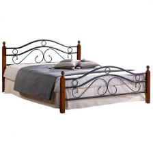 Кровать AT-803 дерево гевея/металл, 160*200 см (Queen bed), красный дуб/черный Tetchair AT 5418