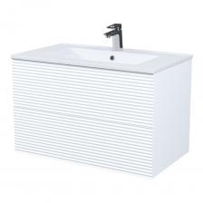 Вместительная подвесная тумба для ванной комнаты Bild с умывальником и выдвижными ящиками – красивый дизайн с трендовой горизонтальной фрезеровкой в сочетании с универсальным белым цветом, удобством и практичностью. Материал фасадов – МДФ с покрытием ПВХ-пленкой. Она разработана для использования в помещениях с высокой влажностью и сохранит первоначальный вид мебели надолго (при должном уходе). Материал боковин – МДФ. Керамический умывальник с высоким бортом и большой вместительной чашей в комплекте. Удобен для гигиенических и хозяйственных нужд. Два ящика с направляющими скрытого монтажа с доводчиком Hettich. Фурнитура рассчитана на более 10 лет исправной работы. Современный механизм открытия Push-to-Open – открывается нажатием на фасад.