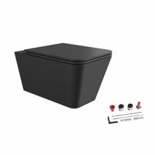 Alice комплект: Унитаз HIDE Square 55х35, подвесной, безободковый, с сиденьем и крышкой с микролифтом, с набором для крепления, чёрный матовый