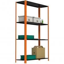 Используется для хранения вещей и документов в офисах, на производстве, на складах, в магазинах, в доме, на балконах, на дачах и других помещений. Нагрузка на стеллаж: до 500 кг. Данный стеллаж поставляется с металлическими полками из стали толщиной 0,8 мм. Стойки из стали толщиной - 1.5 мм. Шаг регулировки полок – 25 мм. Цвет: оранжево-чёрный. Болтовое соединение. Порошковая покраска позволит сохранить стеллаж в первозданном виде на много лет.
