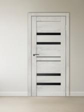 Комплект двери для санузла LINE 6, со стеклом, 900x2000 мм, экошпон, цвет ель альпийская/лакобель чёрный