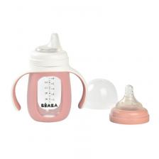 Beaba Обучающий поильник 2 в 1 Old Pink 210 мл стекло