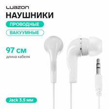 Наушники Luazon W-22, проводные, вакуумные, Jack 3.5 мм, кабель 97 см, белые