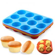 Силиконовая круглая форма, 12 отверстий, мини-маффины, сделай сам, кекс, печенье, форма для выпечки помадки, антипригарная форма для пудинга, форма для торта на пару, инструмент для выпечки